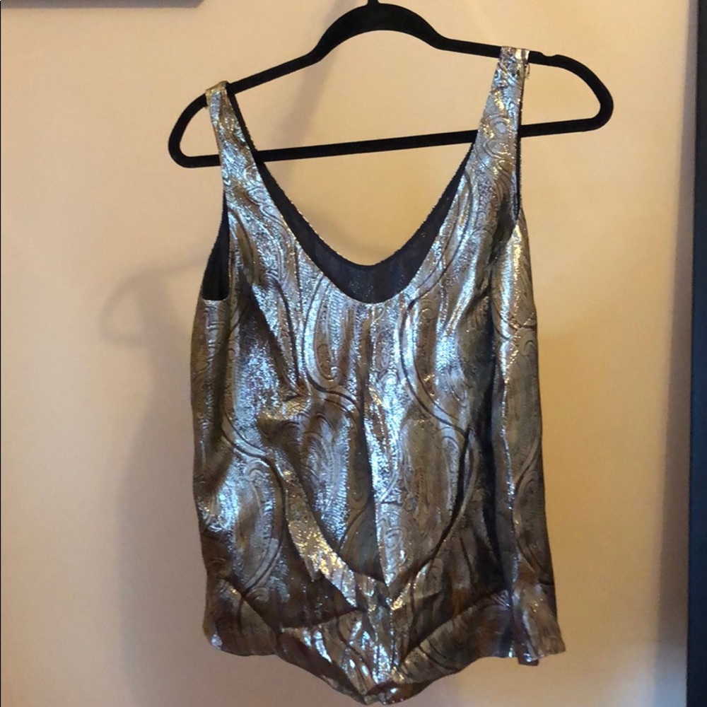 Jcrew foil metallic paisley tank